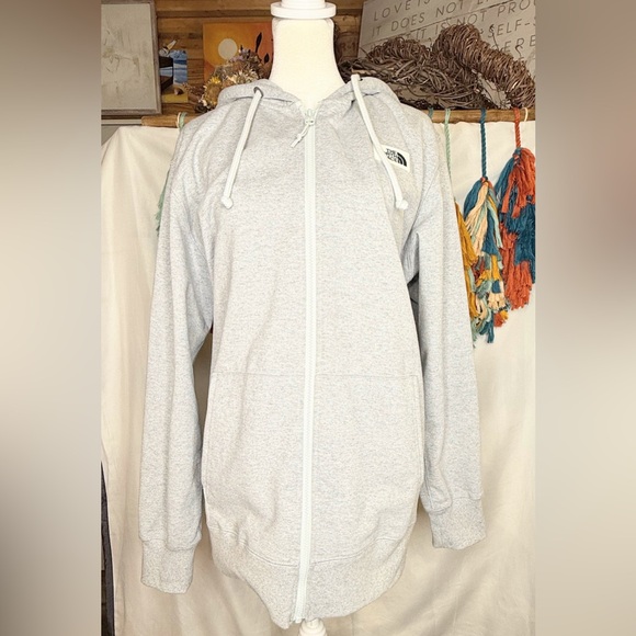 The North Face Women’s XL Full Zip Hoodie Gray Long Sleeve Sweatshirt Logo - Picture 2 of 9